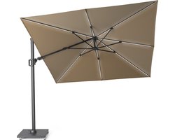 Platinum Sun & Shade – Zweefparasol - Challenger T² Glow - 300x300cm - Taupe - Dubbel Kantelbaar - 360° Draaibaar - 96% UV protectie
