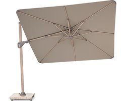 Platinum Sun & Shade – Zweefparasol – Nexus T² Premium - 300x300 cm – Mocha look - Havana – Dubbel Kantelbaar – 360° Draaibaar – 98% UV protectie