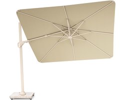 Platinum Sun & Shade – Zweefparasol – Nexus T² Premium - 300x300 cm – Sandstone look - Champagne – Dubbel Kantelbaar – 360° Draaibaar – 98% UV protectie