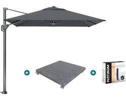Platinum Voyager zweefparasol T1 2.5x2.5 m. - Antraciet met voet en hoes