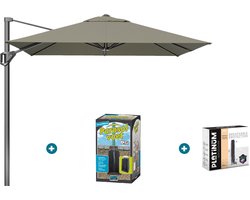 Platinum Voyager zweefparasol T1 2.5x2.5 m. - Taupe met ingraafvoet en hoes