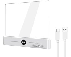 Platte boeklamp, oplaadbaar, transparante LED slimme leeslamp, met 3 kleuren en timer, dimbare volledig paneellamp, oogbescherming, draagbare platte leeslamp, geschikt voor nachtkastje, reizen, studeerkamer (wit)