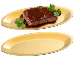 Platte Borden voor Voorgerecht,Set van 2,Ovaal，Goud