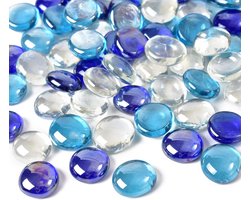 Platte glazen steentjes - Decoratief glas - Vaasvulling en tuin - Duurzaam kalkglas - 05 kg - Gemengde kleuren
