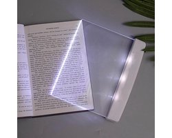 Platte LED-leeslamp voor thuis, ideaal om 's nachts in bed te lezen, heldere LED-paginaverlichting, bladwijzerverlichting voor leesdoeleinden, draadloos (wit)