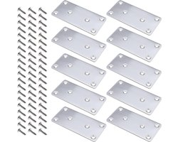 Platte Rechte Brace Beugels Herstelling Joining Platte Plaat Reparatie Bevestiging Beugel Connector Met Montage Schroeven Voor Planken Kast 100x49x2mm Zilver - 10 STKS Washing Machine