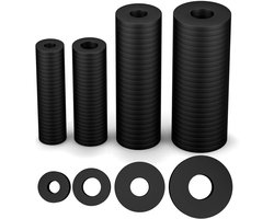 Platte Rubberen Pakkingen 10/12/16/20 mm - 200 stuks (Zwart)