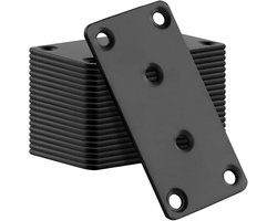 Platte Verbinders - Hout - 20 Stuks - 80 x 40 mm - Zwart - RVS - 6 Gaten - Perforatie - Meubel Connectors - Metaal - Houtbewerking - Interieurontwerp