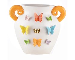 Platte vlinder vaas Papillons 41 cm multi color