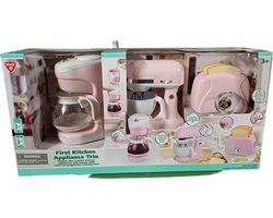 Play Keukenmixer, Koffiezetapparaat en Broodrooster Roze, 7dlg.
