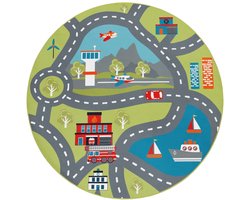 Play Street Rug-Creative Kids ’Room Carpet-Soft, Duurzaam en gemakkelijk schoon-City Map Design