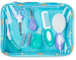 Playgro Baby Verzorgingsset - 8-delig - Borstel, Kam, Nagelschaar, Neusreiniger & Tandenborstel - Incl. Opbergetui - Kraamcadeau