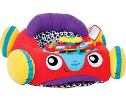 Playgro Comfy Car - Pluchen zitkussen Baby - Speelkussen Baby - Activiteitenkussen - Babyspeelgoed - Interactief Baby speelgoed - Babygym - Speelkleed Baby - Pluchen auto baby - Playgro Auto - Kraamcadeau - met licht en geluid- FFP verpakking