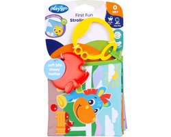 Playgro - First Fun Stroller Book - Bijtboekje - Bijtprofiel - Baby boek -baby boekje 0-6 maanden - Bijtring - baby boekje met geluid