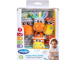 Playgro Jungle Pols- en Voetrammelaarset Zebra & Giraf - Set van 4 stuks, 2 polsbandjes en 2 rammelsokjes -Speelgoed Baby - Speelgoed 1 jaar - Kraamcadeau - Baby geschenkset