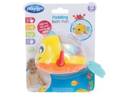 Playgro Paddellend Badvisje - Badspeelgoed - Trekspeeltje - Clownvis met spartelende vinnen - Waterspeelgoed baby - 2 kleuruitvoeringen -Speelgoed Baby - Speelgoed 1 jaar - Baby speelgoed
