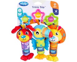 Playgro Tinkle Trio- Hangspeeltjes - Kinderwagenspeeltjes - Rammelaar - Kinderwagenaccessoire - Buggyaccessoire- Educatief Speelgoed - Knuffeldier - Knijpspeelgoed Baby - Ontwikkelingsspeelgoed Baby - Zacht baby speelgoed 3 stuks