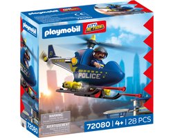 PLAYMOBIL City Action Politiehelikopter | Met politieagent, draaiende rotors en schietfunctie | Eindeloos speelplezier | Kinderspeelgoed voor kinderen vanaf 4 jaar | 72080