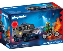 PLAYMOBIL City Action SWAT-voertuig | Met politieagent, criminele motor en spijkerband | Kinderspeelgoed voor kinderen vanaf 4 jaar | 72066