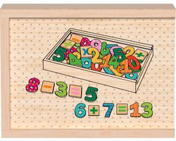 Playtive Houten Magnetisch Leerspel - Cijfers - Kenmerk: gemaakt van echt hout - Aanbevolen leeftijd: vanaf 3 jaar - Met een houten kistje met deksel - Bevordert op speelse wijze motorisch cognitieve vaardigheden