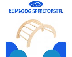 PLAYWALL Klimboog speeltoestel – Klimtoestel – Klimboog peuter hout – Klimmen kinderen – Klimrek – Helpt leren zitten, kruipen, staan en klimmen – Stimuleert motorische ontwikkeling – Kinderspeelgoed – Hout – L81.2xB41.3xH50cm