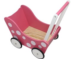 Playwood - Houten Poppenwagen roze met stippen