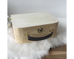 Playwood koffertje hout met kunstlederen handvat en sluiting