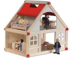 Playwood - Poppenhuis; inclusief meubels en 4 buigpoppen