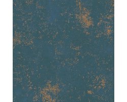 Pleister-look behang Profhome 388326-GU vliesbehang licht gestructureerd met structuur en metalen accenten blauw goud petrol 5,33 m2