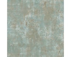 Pleister-look behang Profhome 396704-GU vliesbehang hardvinyl warmdruk in reliëf gestructureerd met structuur en metalen accenten groen blauw goud 5,33 m2