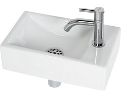 Plieger Austin Fonteinset – Fonteinset Toilet – Fonteinset Rechts – Wit Keramiek – Incl. Fonteinkraan en Sifon