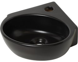 Plieger Corner hoekfontein - 1 kraangat - zonder overloop - mat zwart - 29.5x31.5x9.5cm - keramiek