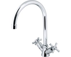 Plieger Cross Keukenkraan - 1-gats - Draaibare Uitloop en Kruisgrepen - Chroom