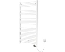 Plieger Elba Elektrische handdoekradiator – Handdoek verwarmer – Met klokthermostaat – 126.2 cm x 60 cm – 700 Watt – Wit