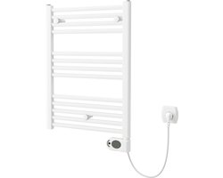 Plieger Elba Elektrische handdoekradiator – Handdoek verwarmer – Met klokthermostaat – 70.2 cm x 40 cm – 300 Watt – Wit