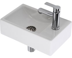 Plieger Houston Fonteinset – Fonteinset Toilet – Fonteinset Rechts – Incl. kraan & Sifon - Keramiek - Wit