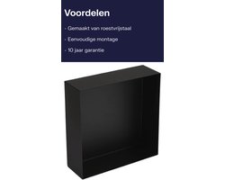 Plieger Inbox Inbouwnis - Opbouwnis - RVS - 30x30x10 cm - Matzwart