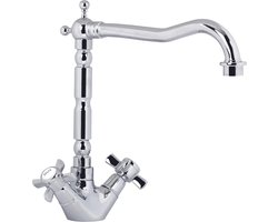 Plieger James Keukenkraan – Kraan Chroom – Twee Knoppen – Keukenkraan Rechte Uitloop – Kraan Messing