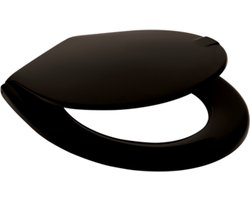Plieger Kadett Toiletbril - Universele vorm WC Bril - Duroplast - Zwart - Met Deksel - Kunststof bevestiging
