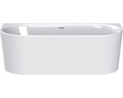 Plieger Kansas Halfvrijstaand bad - 155x80x60cm - met slotoverloop - met af- en overloopgarnituur - met poten - acryl - wit