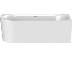 Plieger Kansas Hoekbad - 180x80x60cm - hoek rechts - met slotoverloop - met af- en overloopgarnituur - met poten - acryl - wit