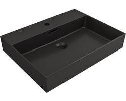 Plieger Kansas wastafel - 60x45 cm - met kraangat - Matzwart