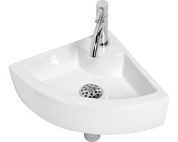 Plieger Miami Fonteinset – Fonteinset Hoek – Fonteinset Toilet – Keramiek – Incl. Kraan & Sifon - Wit