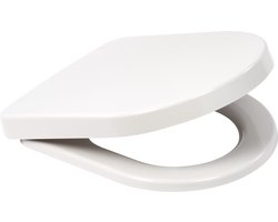 Plieger Milano/Plus-Compact Toiletzitting - D-Vorm WC Bril - Duroplast - Wit - Met Deksel - Softclose - Quick Release - RVS Bevestiging - Geschikt voor Geberit toilet