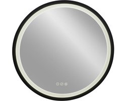 Plieger Nero Round spiegel rond 80 cm met LED met touch bediening