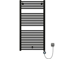 Plieger Palermo Nexus Pack Elektrische Designradiator – Handdoekradiator – Complete set – 117.5 cm x 50 cm – 600 Watt – Mat zwart