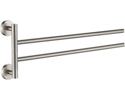 Plieger Vigo Handdoekhouder – Handdoekhouder Badkamer 45 cm – Dubbel – RVS – Wandmontage – 10 jaar garantie – Geborsteld Chroom