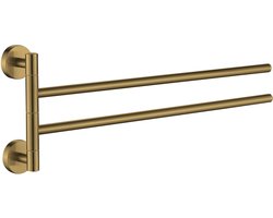 Plieger Vigo Handdoekhouder – Handdoekhouder Badkamer 45 cm – Dubbel – RVS – Wandmontage – 10 jaar garantie – Geborsteld Goud