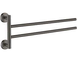 Plieger Vigo Handdoekhouder – Handdoekhouder Badkamer 45 cm – Dubbel – RVS – Wandmontage – 10 jaar garantie – Geborsteld Gunmetal