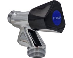 Plieger wasmachinekraan - beluchterkraan - 1/2 inch - zwarte greep - chroom - KIWA keurmerk